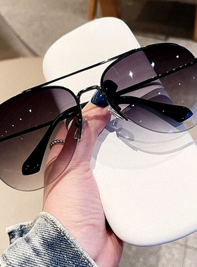 时尚半框防晒蛤蟆镜防紫外线显瘦太阳镜开车韩版墨镜超轻眉线框潮