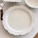 ins北欧高级感 轻奢精致浮雕花边纯白陶瓷餐具大碗盘 宫廷欧式