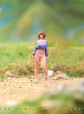 VM 1/87/64/43/24/18 短发卫衣女孩手工涂装微缩人偶场景模型摆件