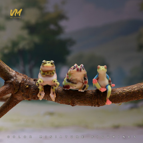 VM 1/64 可爱青蛙 迷你手办摆件治愈系彩色小动物3D彩色打印模型