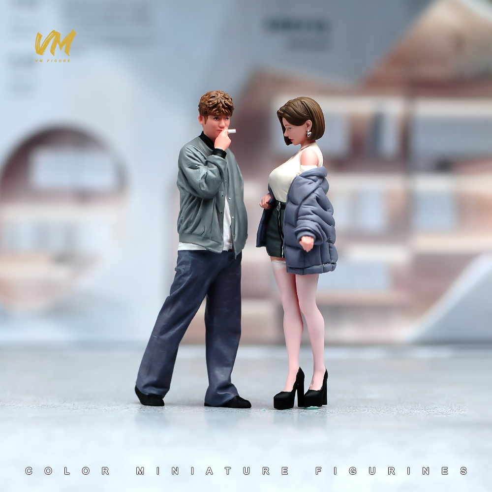 1/24/18 性感白丝女孩和抽烟男精涂微缩场景模型搭配手工涂装人偶
