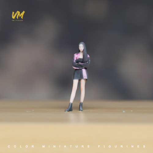 VM 1/64比例 抱腰稍息少女 微缩场景模型搭配3D彩色打印人偶模型