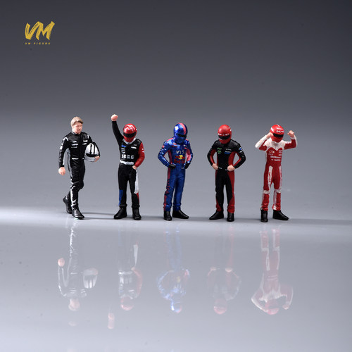 VM 1/64 F1赛车手5人组 手工涂装微缩人偶场景模型摆件