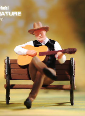 VM1/87/64/43 吉他男戴帽微缩场景微拍摄影车模型搭配手办小人偶