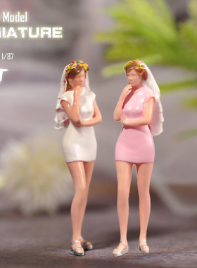 VM1/87/64/43带白色头纱美女微缩场景微拍摄影车模型手办小人偶