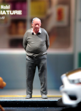 VM1/87/64/43 遛弯老年人 微缩场景微拍摄影车模型搭配手办小人偶