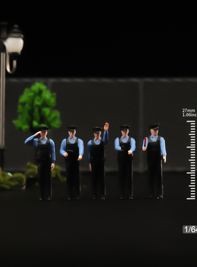 VM1/64/43 香港警察5人组微缩场景微拍摄影车模型搭配手办小人偶