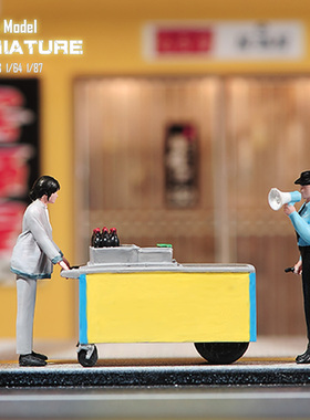 VM 1/87/64/43/24/18列车员和推车女微缩场景模型搭配涂装小人偶