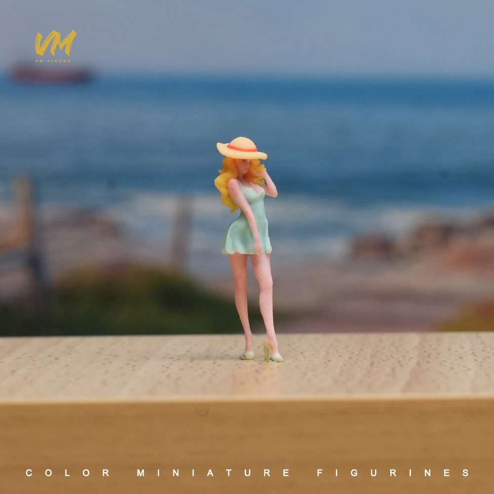 现货 1/64 青色元气少女 微缩场景模型搭配3D彩色打印摆件人偶