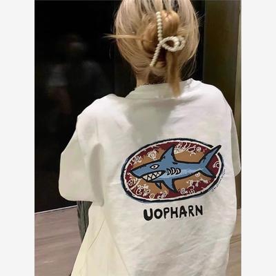 美式复古纯棉短袖T恤女20