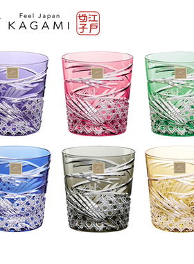 日本KAGAMI江户切子舞踊洛克杯洋酒杯进口水晶玻璃威士忌杯高颜值