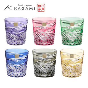 日本KAGAMI江户切子舞踊洛克杯洋酒杯进口水晶玻璃威士忌杯高颜值