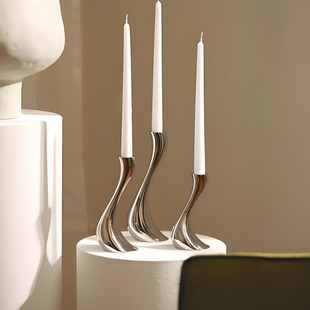 Georg Jensen乔治杰生银色烛台北欧金属复古蜡烛台摆件家用饰品