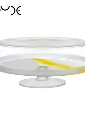 土耳其NUDE进口Pigmento蛋糕托盘彩色水晶玻璃甜品展示盘带盖摆件