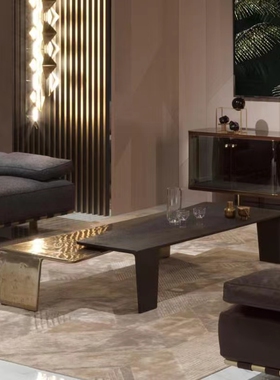 意式轻奢visionnaire不锈钢锤纹做旧组合茶几客厅设计师大茶桌