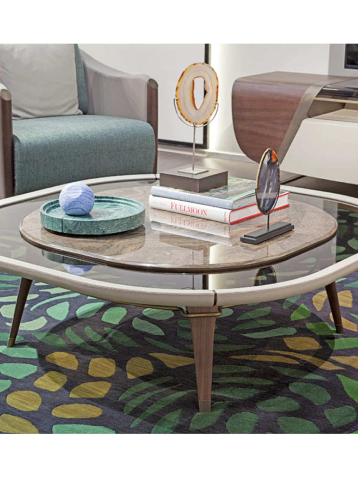 意大利设计师款TURRI茶几简约现代意大利实木大理石边几家具定制