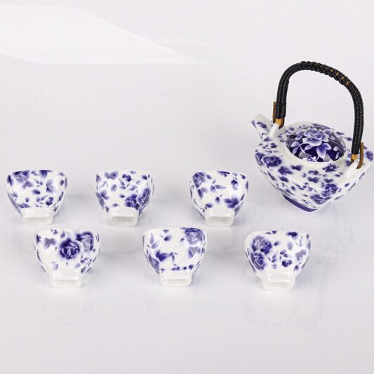 青花瓷陶瓷功夫茶具套装提梁壶茶杯组合中式传统茶具家用高档礼盒