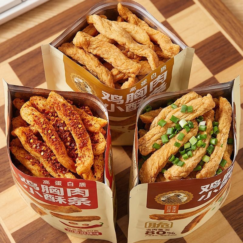 爆款鸡胸肉小酥条非油炸高蛋白酥脆健身办公室宿舍解馋零食小吃
