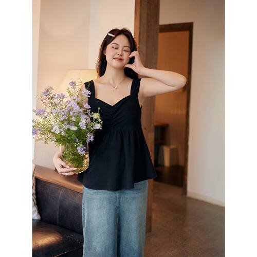 DM100大码女装夏微胖mm【针织吊带背心】基础白带打底外穿肌理