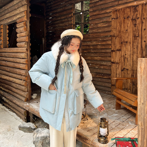 DM100大码女装微胖mm冬保暖真狐狸毛三防羽绒服中长版外套