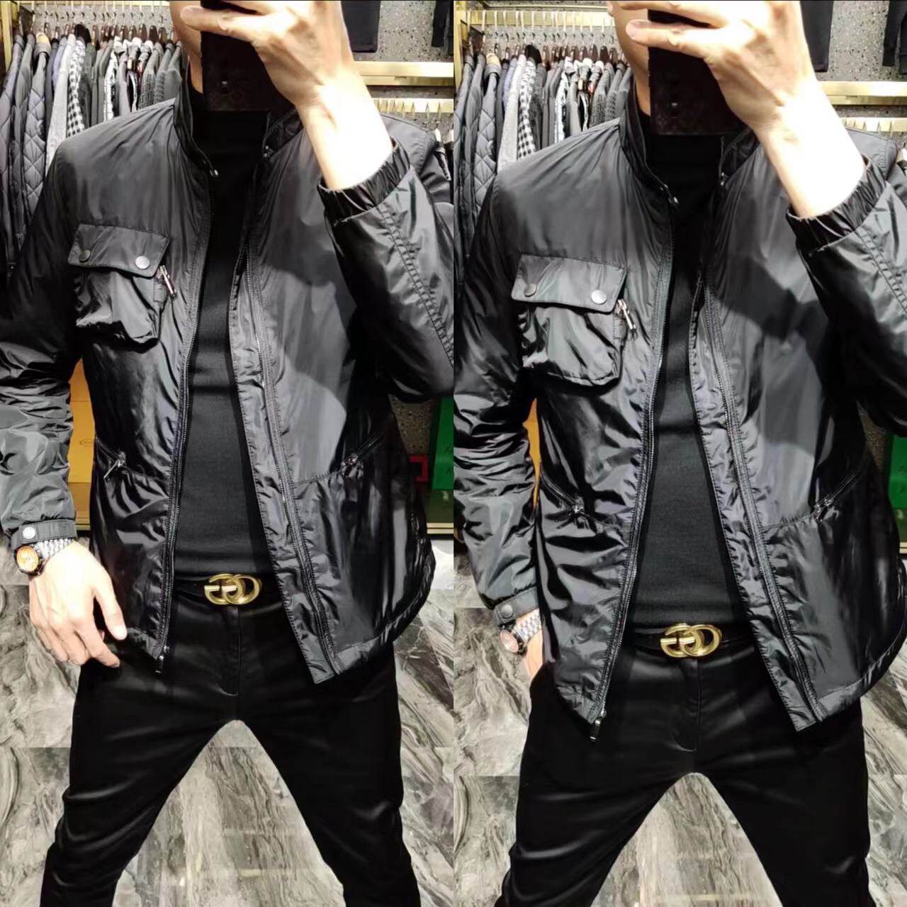 022秋冬新款男士立领薄棉夹克衫商务休闲修身男款棉服外套上衣男