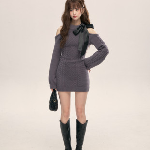 复古包臀裙 vintage长袖 莉莉丝 毛衣千金感显瘦收腰 现货秒发