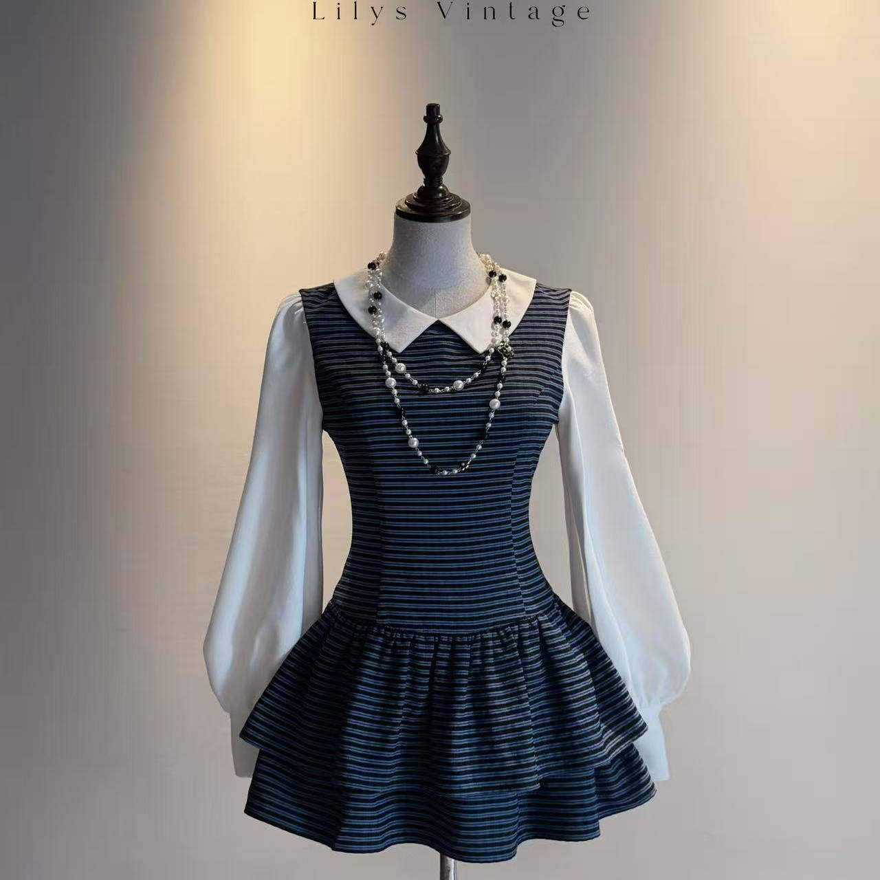 莉莉丝vintage 古着vintage 连衣裙 公主长袖 秋冬穿搭收腰