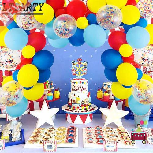 80PCS Circus Party Balloon Arch Suite Latex Red Yellow Dark
