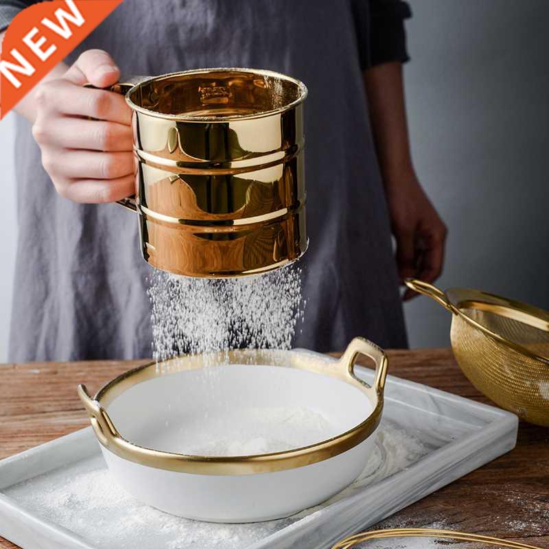 Stanless Steel Gold/Slver Seve Cup Powder Flour Bakng