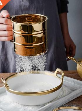 Stanless Steel Gold/Slver Seve Cup Powder Flour Bakng