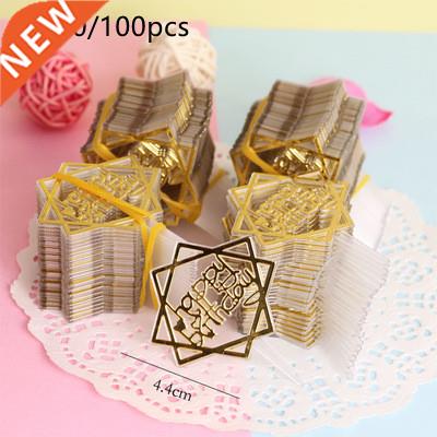 Plastic Cake Topper Gold Happy Birthday Cake Insert Card