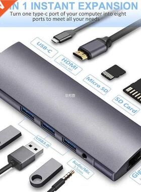 9 in 1 USBC Dock Hub Type-C to RJ45 4K HDMI 3 USB3.0 SD/TF C