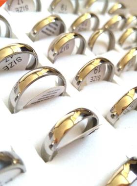 50pcs Silver Polished Comfort-fit 4mm Band Stainless Steel W