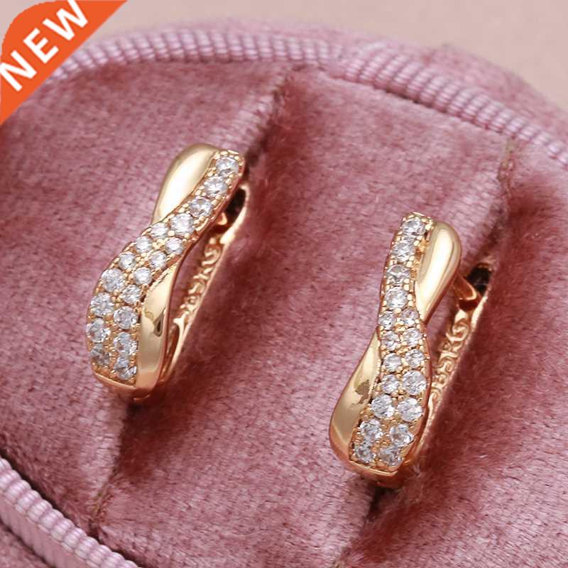 585 Rose Gold Zircon Earrings Heart & Arrow Fashion Glos