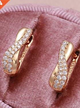 585 Rose Gold Zircon Earrings Heart & Arrow Fashion Glos