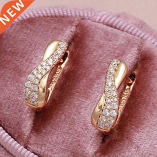 585 Rose Gold Zircon Earrings Heart & Arrow Fashion Glos