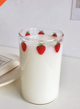 00ml 10oz High borosilicate Nana Cute Strawberry Water Milk