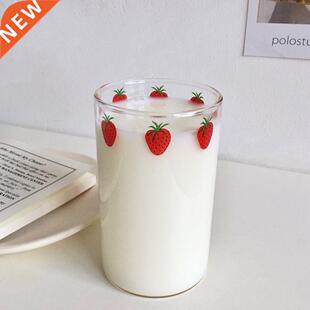 00ml 10oz High borosilicate Nana Cute Strawberry Water Milk