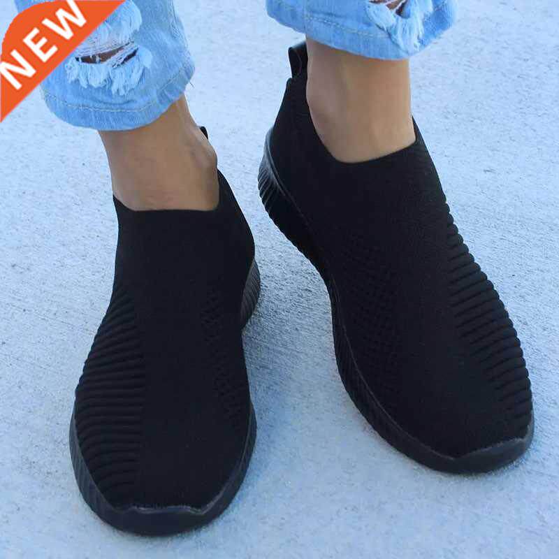 Women Flat Slip on White Shoes Woman Lightweight White Sneak