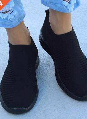 Women Flat Slip on White Shoes Woman Lightweight White Sneak