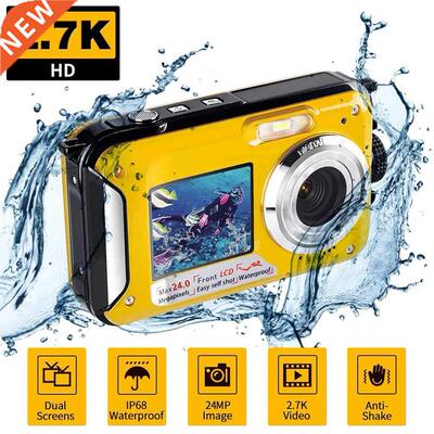 Waterproof Anti-Shake Digital Camera 1080P Full HD 2.4MP Dua