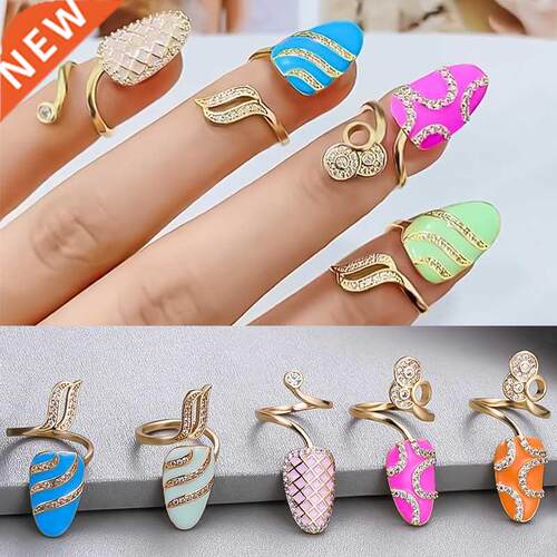 Cute Adjustable Colorful Ring Nail Cover Women's Rings Set W
