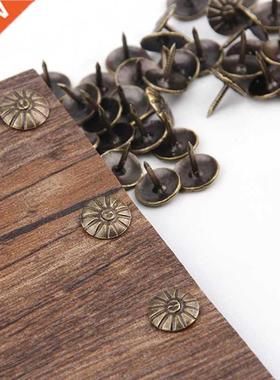 100Pcs Gold Brass Decorative Nails Tacks Applied Jewelry Gif