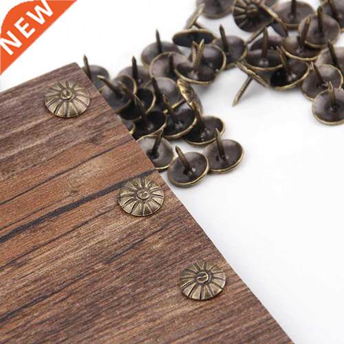 100Pcs Gold Brass Decorative Nails Tacks Applied Jewelry Gif