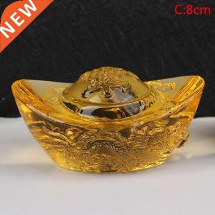 Yellow Crytal Feng Shui Golden Yuan Bao, Attract Wealth and