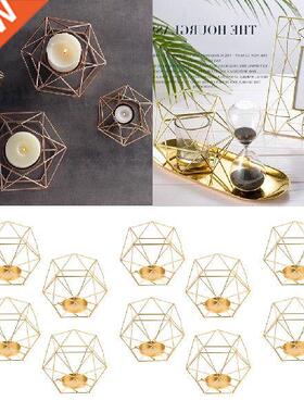 10pcs Geometric Polished Tealight Candle Holder Table Top