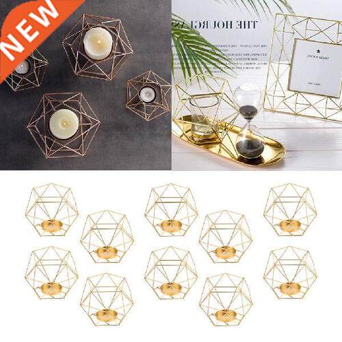 10pcs Geometric Polished Tealight Candle Holder Table Top