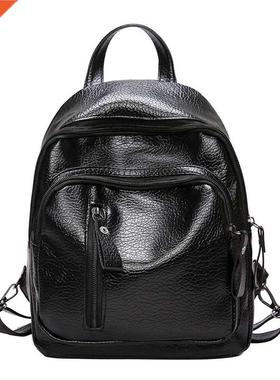 Leather Backpack Women Multifunction Shoulder Bookbags Scho