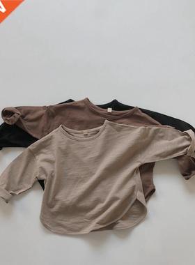 2021 Spring New Korean Style Baby Boys Cotton T-shirts Solid