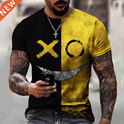 XOXO pattern 3d printed t-shirt fashion men's sreet casual s